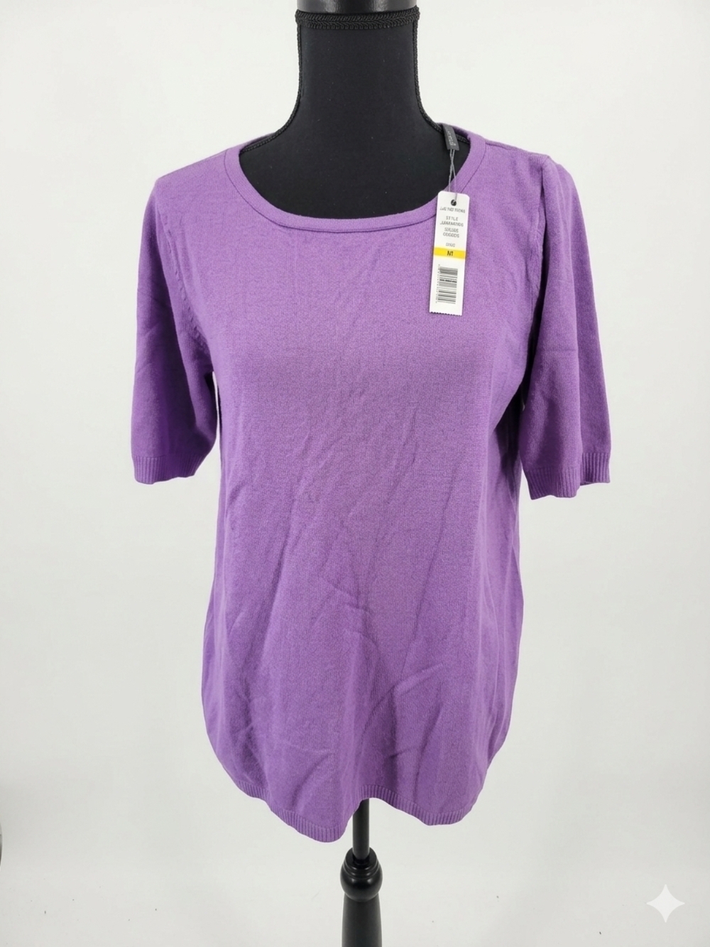 Joseph Purple Short Sleeve Scoop Neck Knit Top